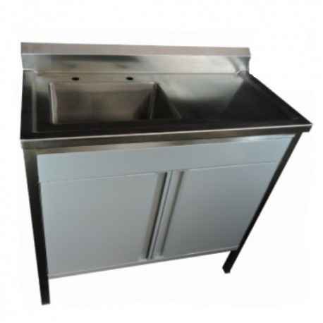 Lavabo Pasteur derecho de 90 cm de acero inoxidable-PuntoMedico- HEL-HM125
