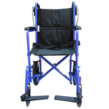 Silla de traslado de aluminio con asiento de 19" color azul-PuntoMedico- MST-STAE-712MBL