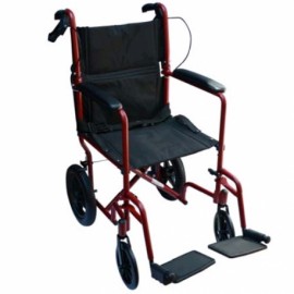 Silla de traslado de aluminio con asiento de 19" color rojo-PuntoMedico- MST-STAE-712M