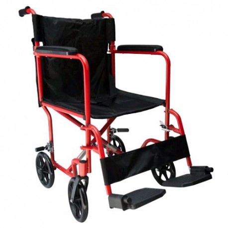 Silla de ruedas de traslado de aluminio con asiento de 17" color rojo-PuntoMedico- MST-ST976LA-R