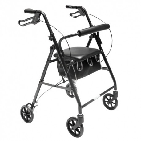 Andadera Rollator de acero AJ-2025BK color negro-PuntoMedico- MST-ANDROLAJ-2025BK