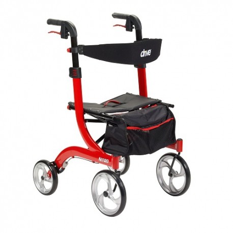 Andadera Rollator Nitro de aluminio con altura ajustable color Roja-PuntoMedico- DRI-RTL10266
