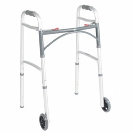 Andadera plegable de dos botones con dos ruedas de 5" Deluxe para adulto-PuntoMedico- DRI-10210-4