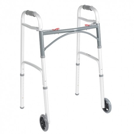 Andadera plegable de dos botones con dos ruedas de 5" Deluxe para adulto-PuntoMedico- DRI-10210-4