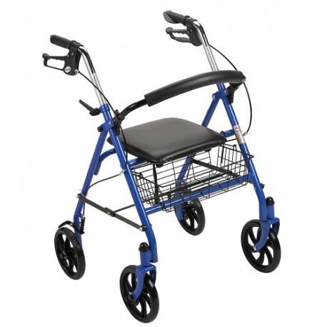 Andadera Rollator de acero durable color azul con canasta-PuntoMedico- DRI-10257BL-1