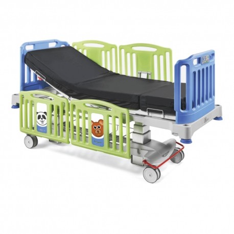 Cama pediátrica eléctrica de tres secciones modelo SMILE con colchón y portasuero-PuntoMedico- MAV-348650