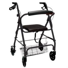 Andadera Rollator color negra con canastilla-PuntoMedico- MST-AJ-1012BK