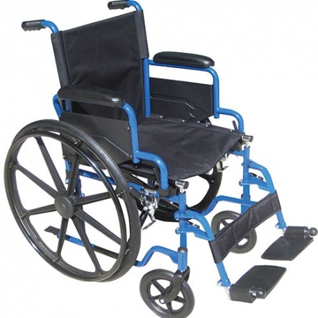 Silla de ruedas Poly Fly color azul, de traslado, ligera, con descansa pies-PuntoMedico- DRI-TR18B