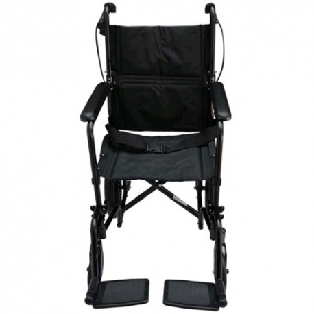 Silla de traslado de aluminio con asiento de 19" color negro-PuntoMedico- MST-STAE-712MBK