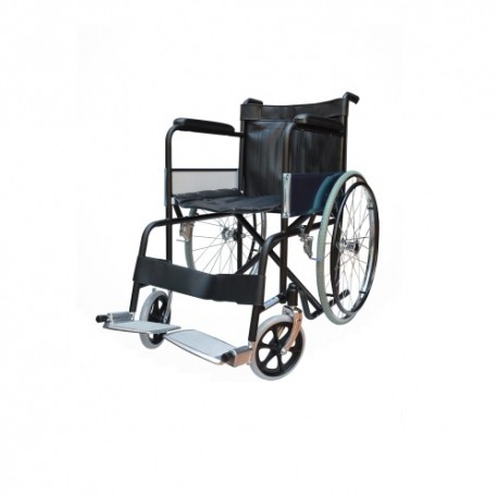 Silla de ruedas cromada con brazo fijo recto y asiento  en vinil-PuntoMedico- MST-570-003-99-4