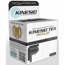 Cinta para corrección muscular kinesio gold 5.08 cm x 5 metros negro nano-touch, paquete con 4-PuntoMedico- DYN-KTGN45024